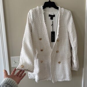 Rachel Zoe White Tweed-like Blazer